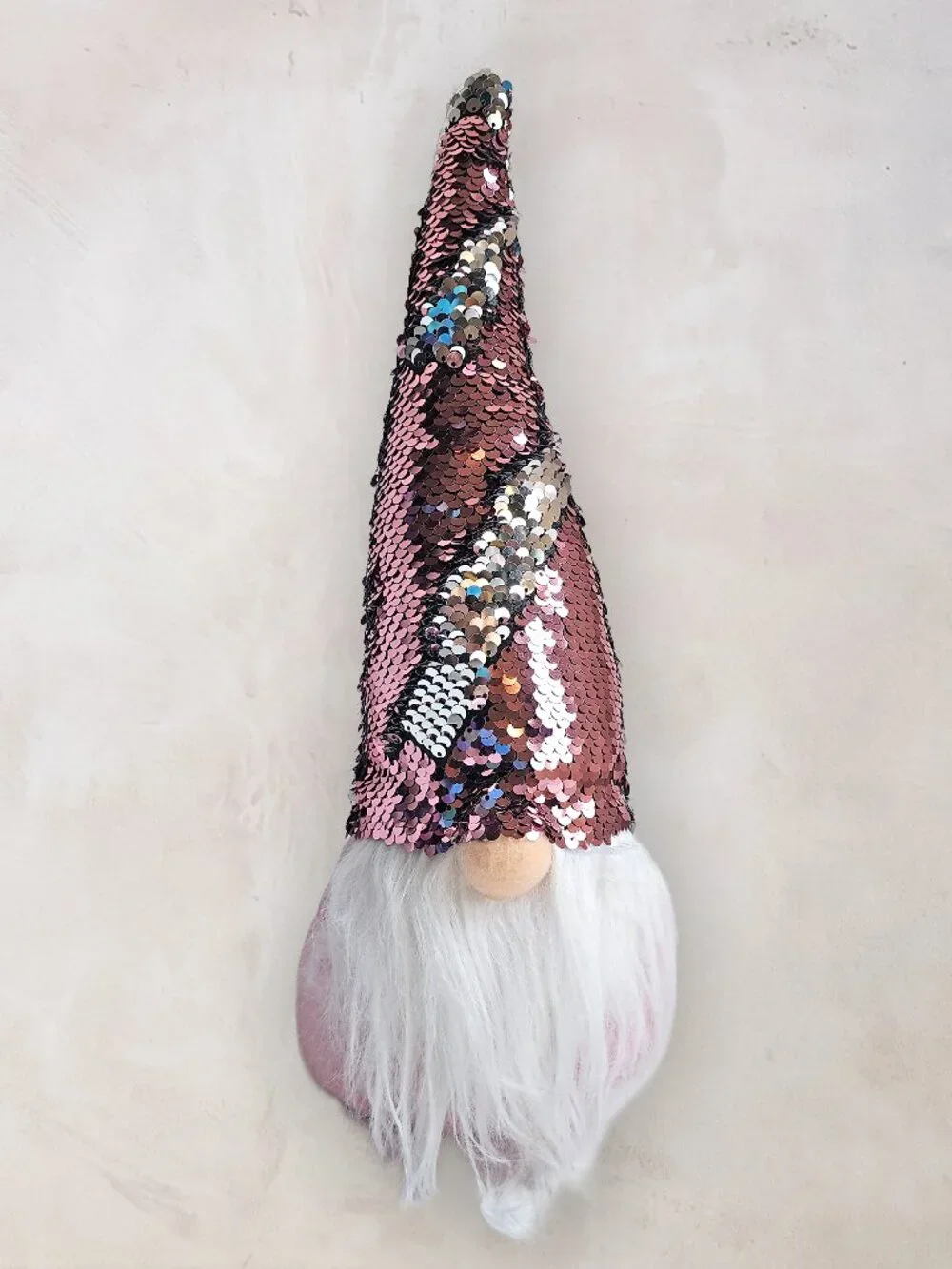 Plush Reversible Sequin Hat Gnome Pink Silver Flip Sequins Christmas Decor 15